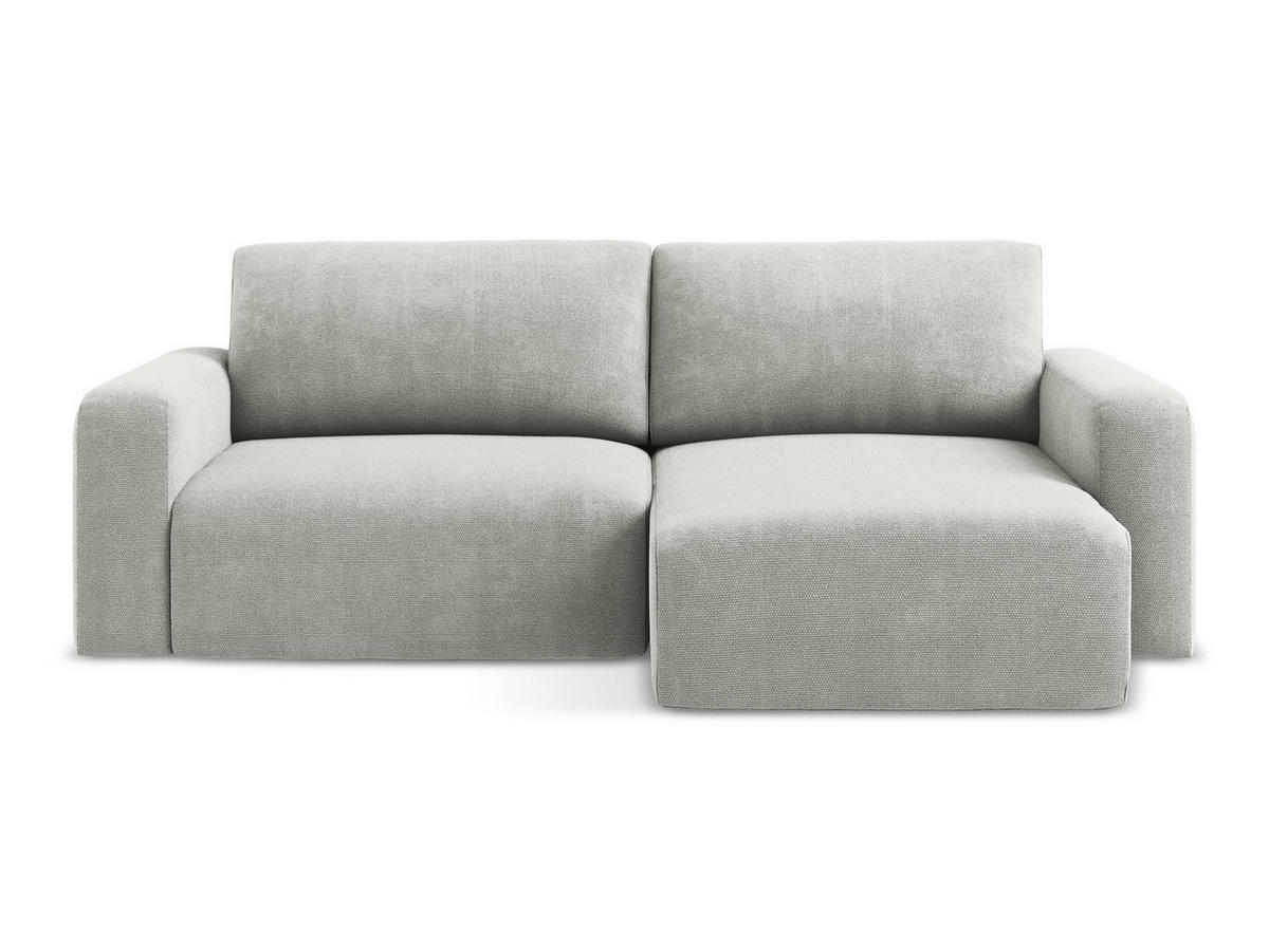 ECKSOFA mit Schlaffunktion rechts Chenille Stoff Grau - Hellgrau/Schwarz, Kunststoff/Textil (244/149cm) - Makamii