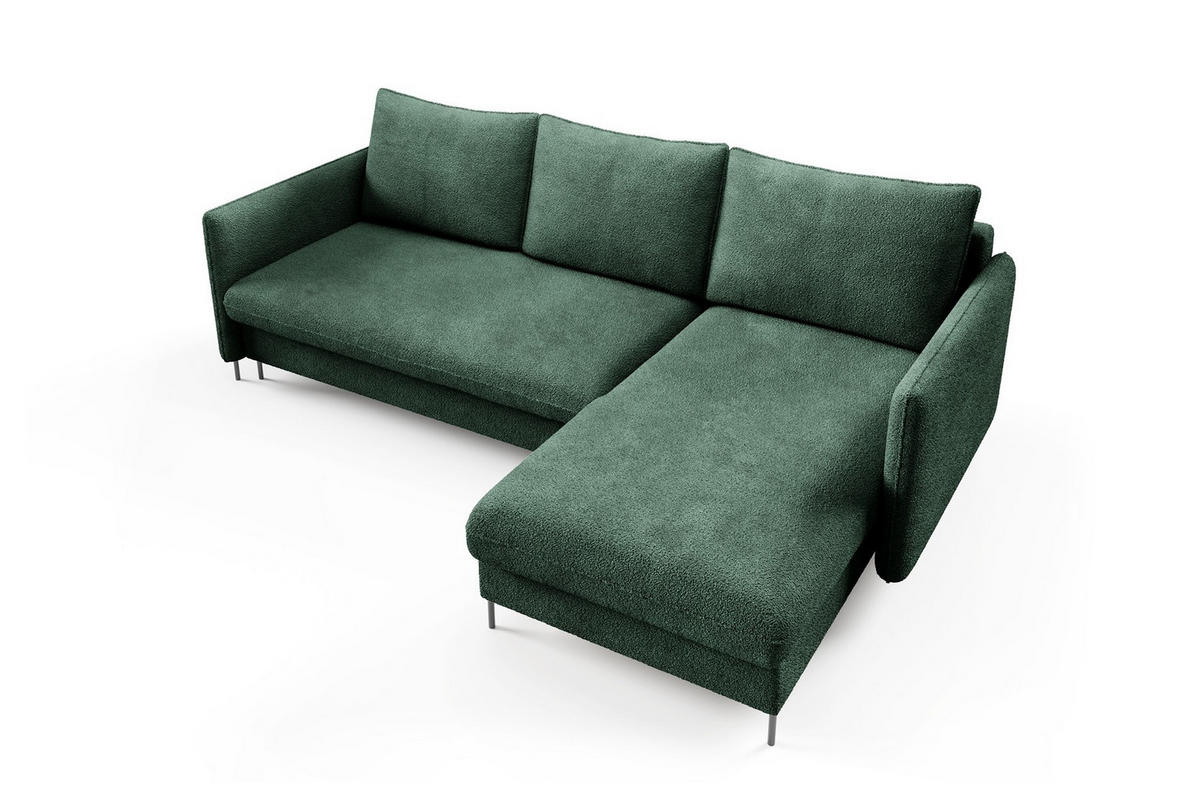ECKSOFA Belis Boucle in Grün, Schlafsofa - Grün, Holzwerkstoff/Textil (216/165cm) - Bettso