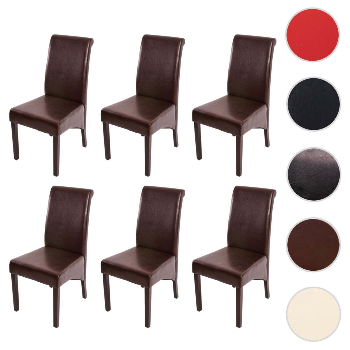 ESSZIMMERSTUHL Braun 6er-Set - Braun, Leder (46/99/50cm) - MCW