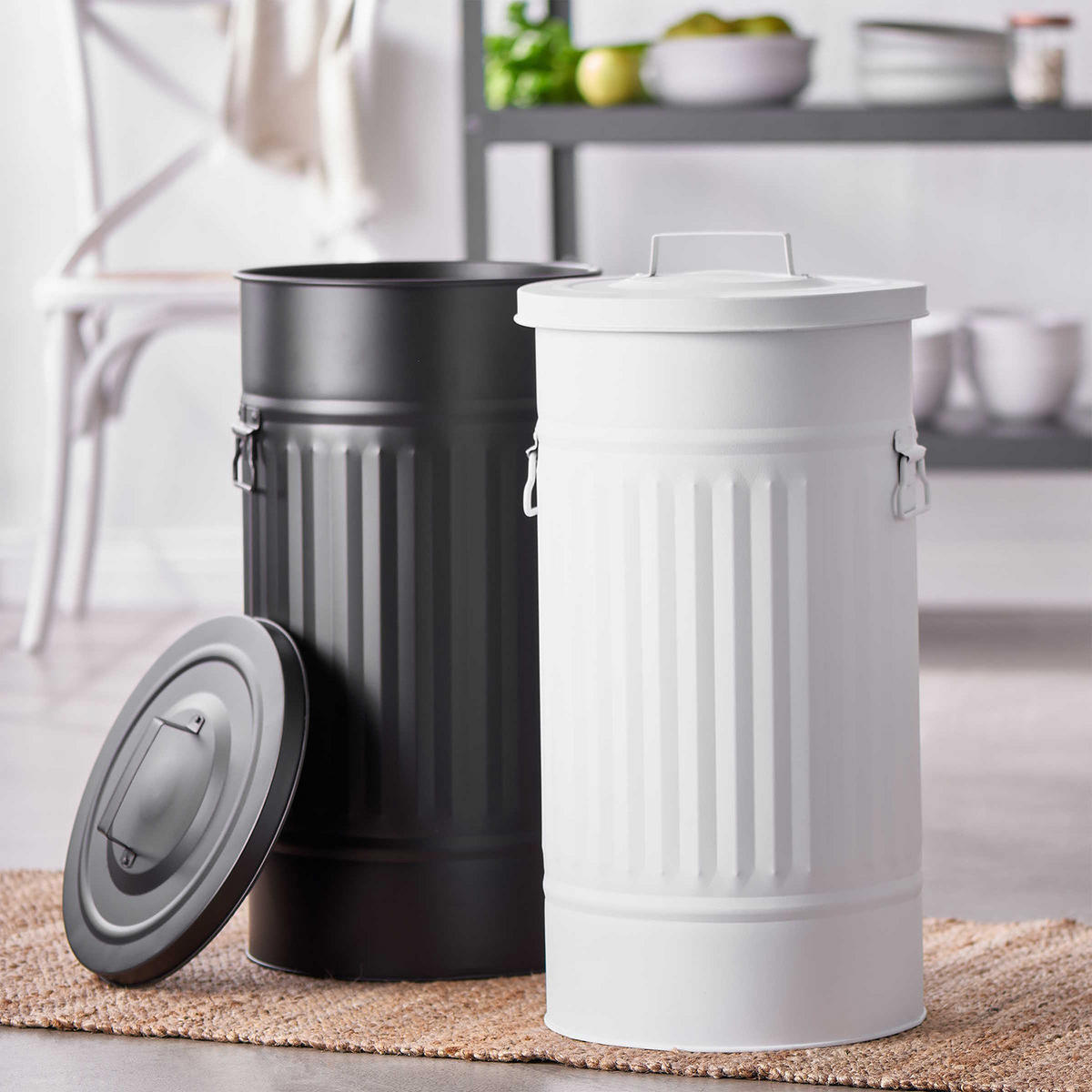 MÜLLTONNE Zinc Oskar - Weiß, Metall (34/64/34cm) - Butlers