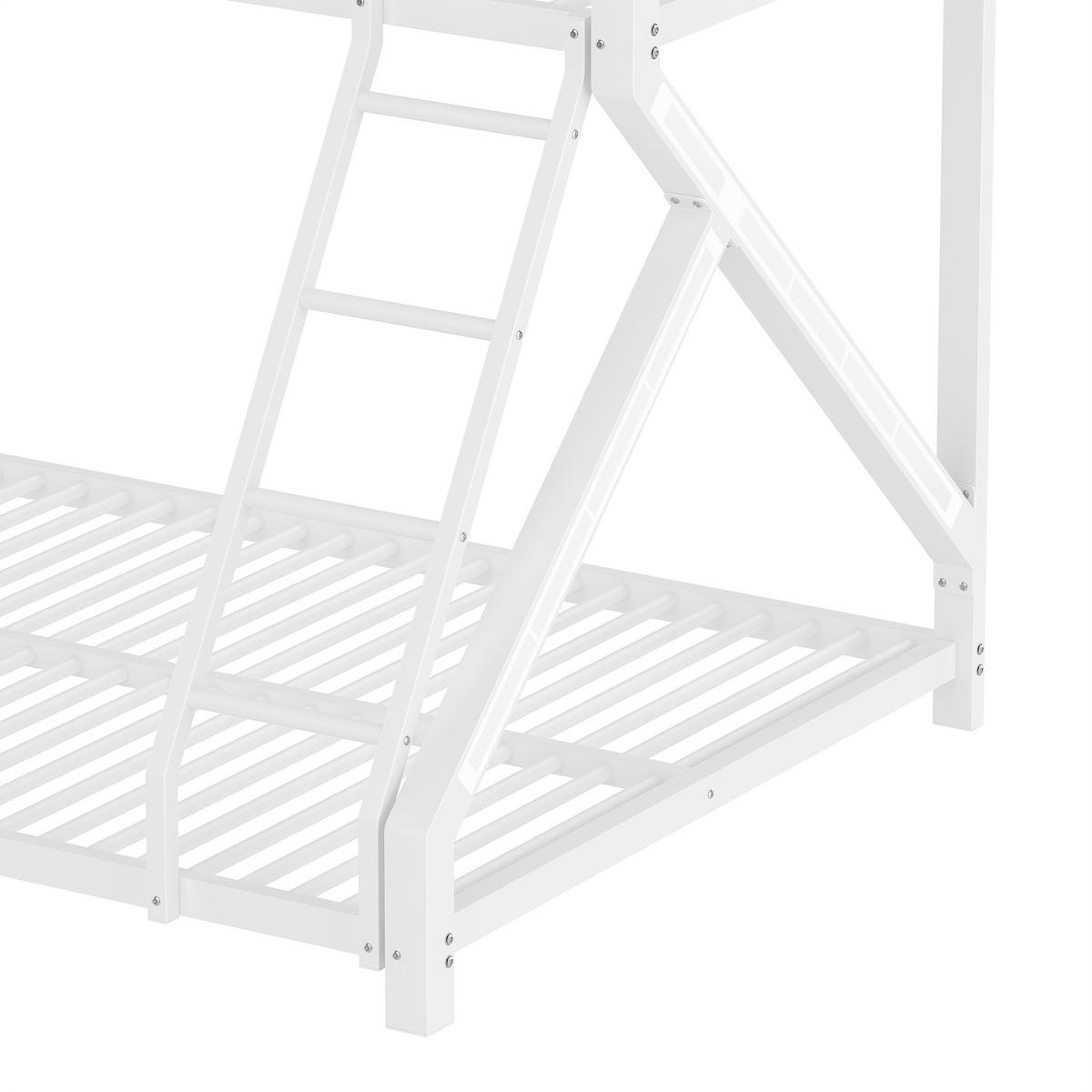 ETAGENBETT 90x200cm + 140x200cm Weiß Metall LED-Licht - Weiß, Metall (140/200cm) - FLIEKS