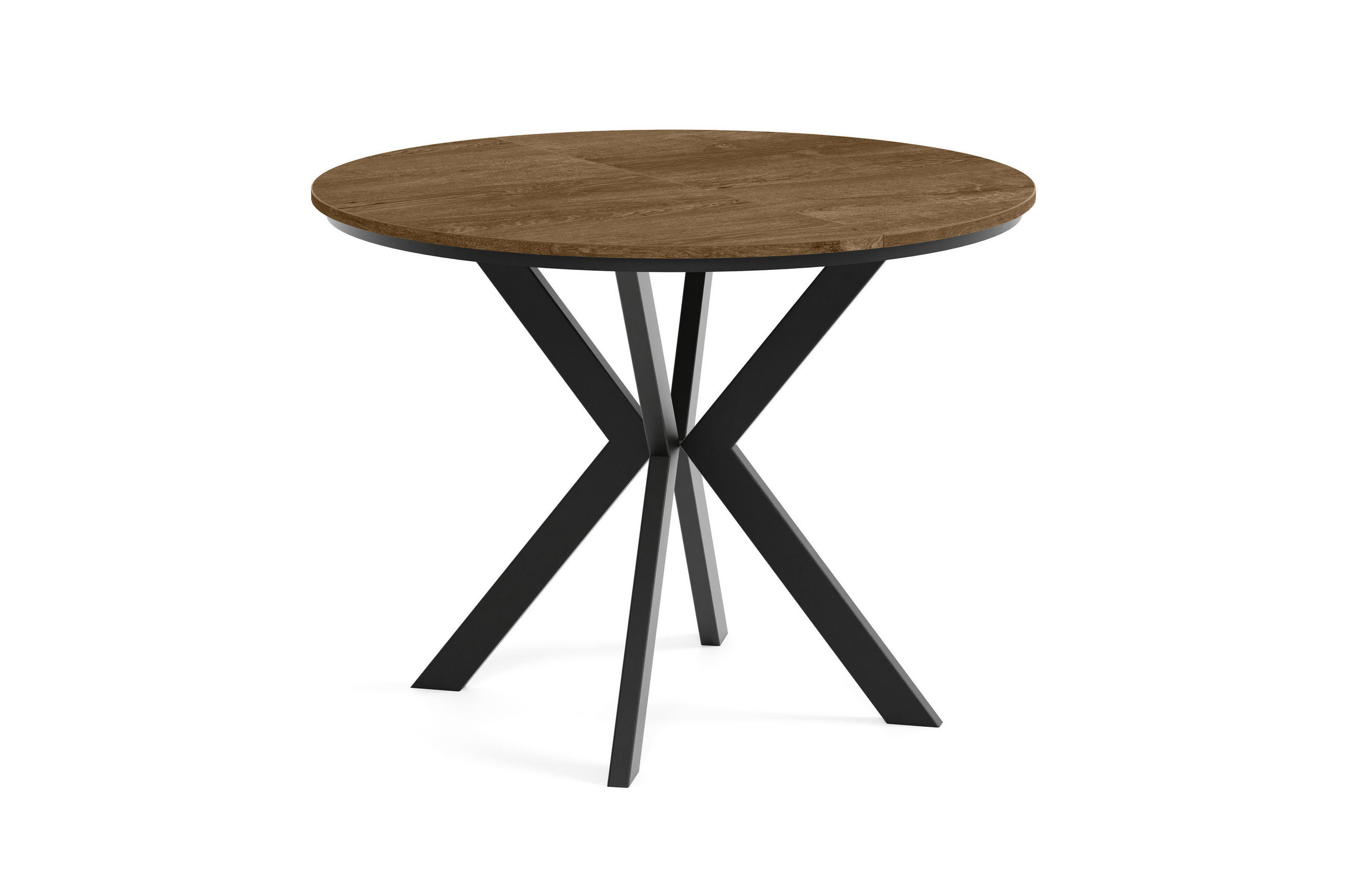ESSTISCH EVO mit Felge - Wildeiche/Schwarz, Holzwerkstoff/Metall (90/90/76cm) - Meblini
