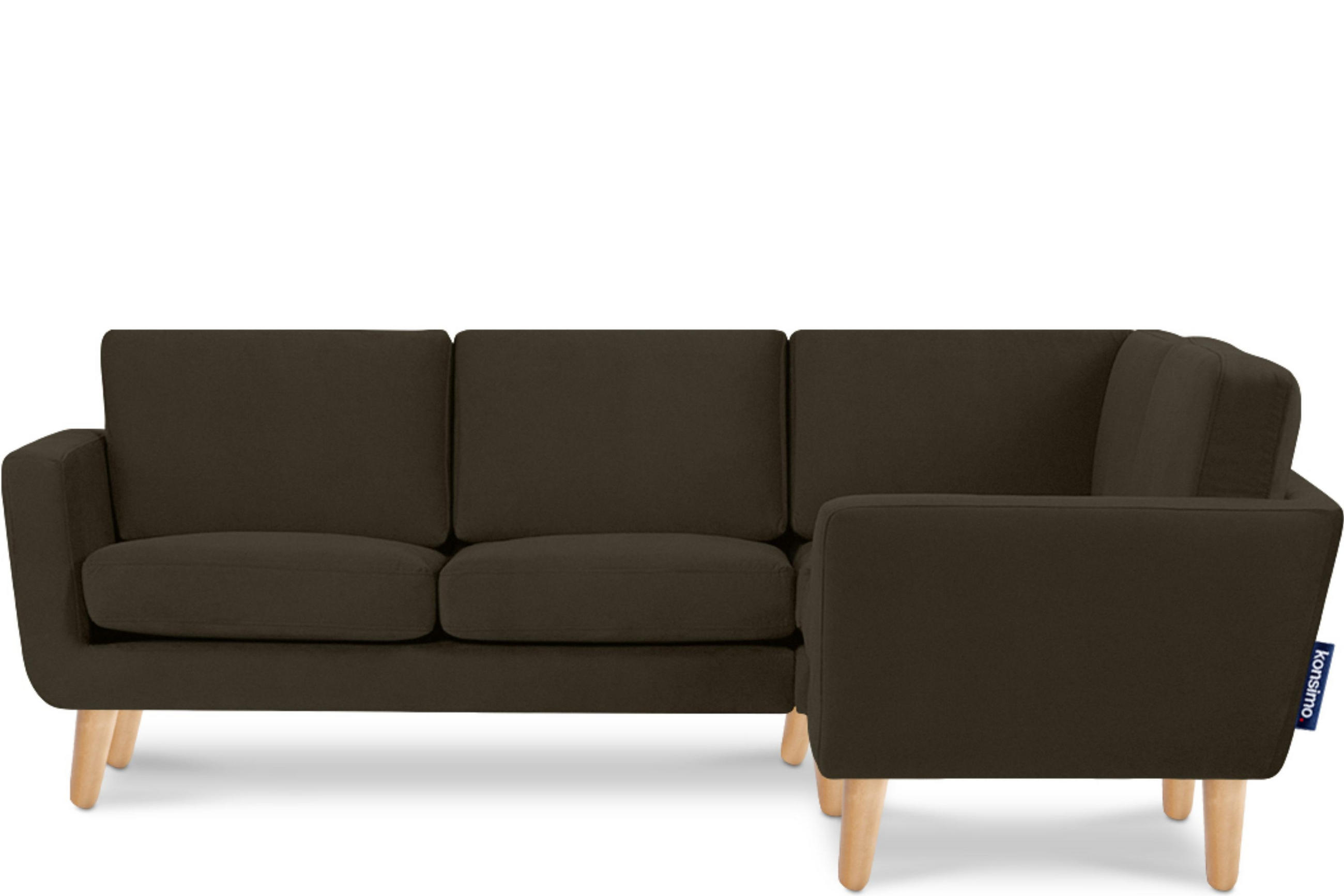 ECKSOFA-RECHTS TAGIO 3/4 Sitzer, braun - Braun, Buchenholz/Textil (220/181cm) - KONSIMO®
