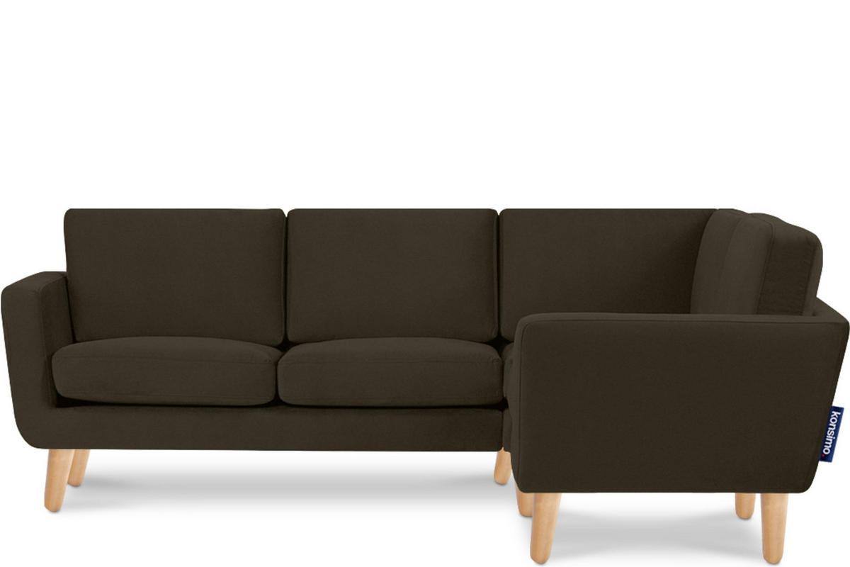 ECKSOFA-RECHTS TAGIO 3/4 Sitzer, braun - Braun, Buchenholz/Textil (220/181cm) - KONSIMO®