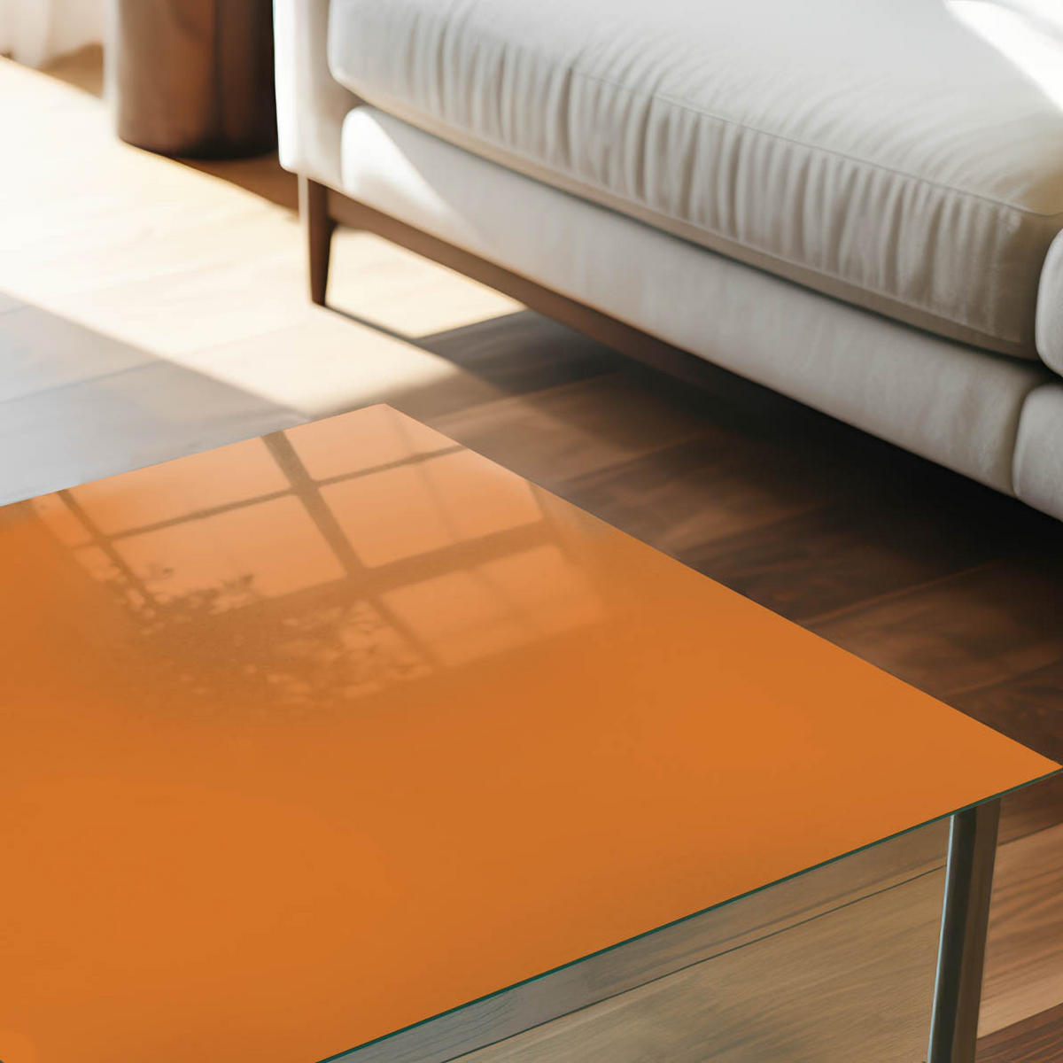 GLASPLATTE 80x60 cm – Kräftiges Orange - Grau, Glas (0.4/80/60cm) - ArtPrintCave