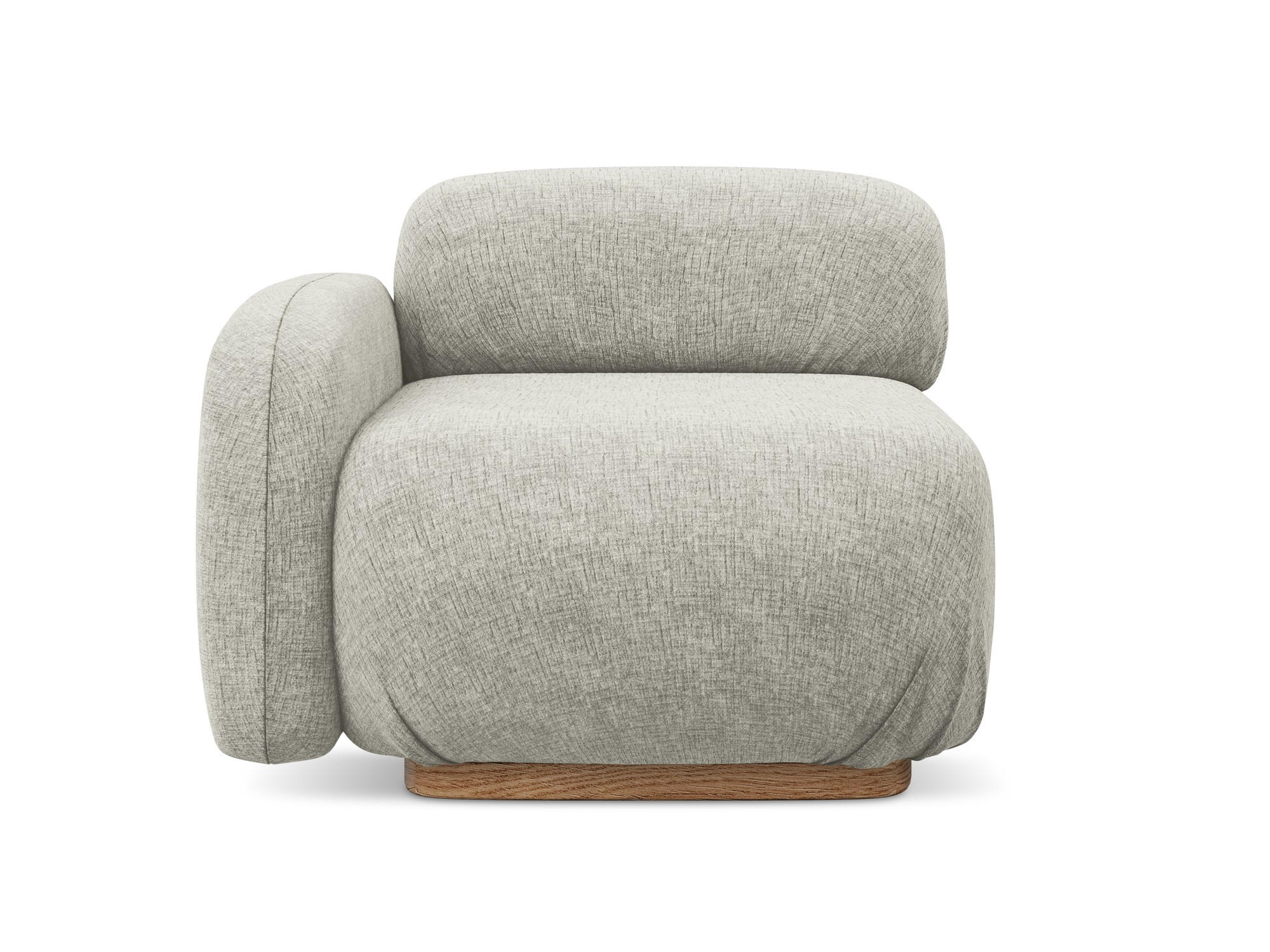 SOFAELEMENT Links Chenille Stoff Grau - Silberfarben/Braun, Holz/Textil (95/73/95cm) - Makamii