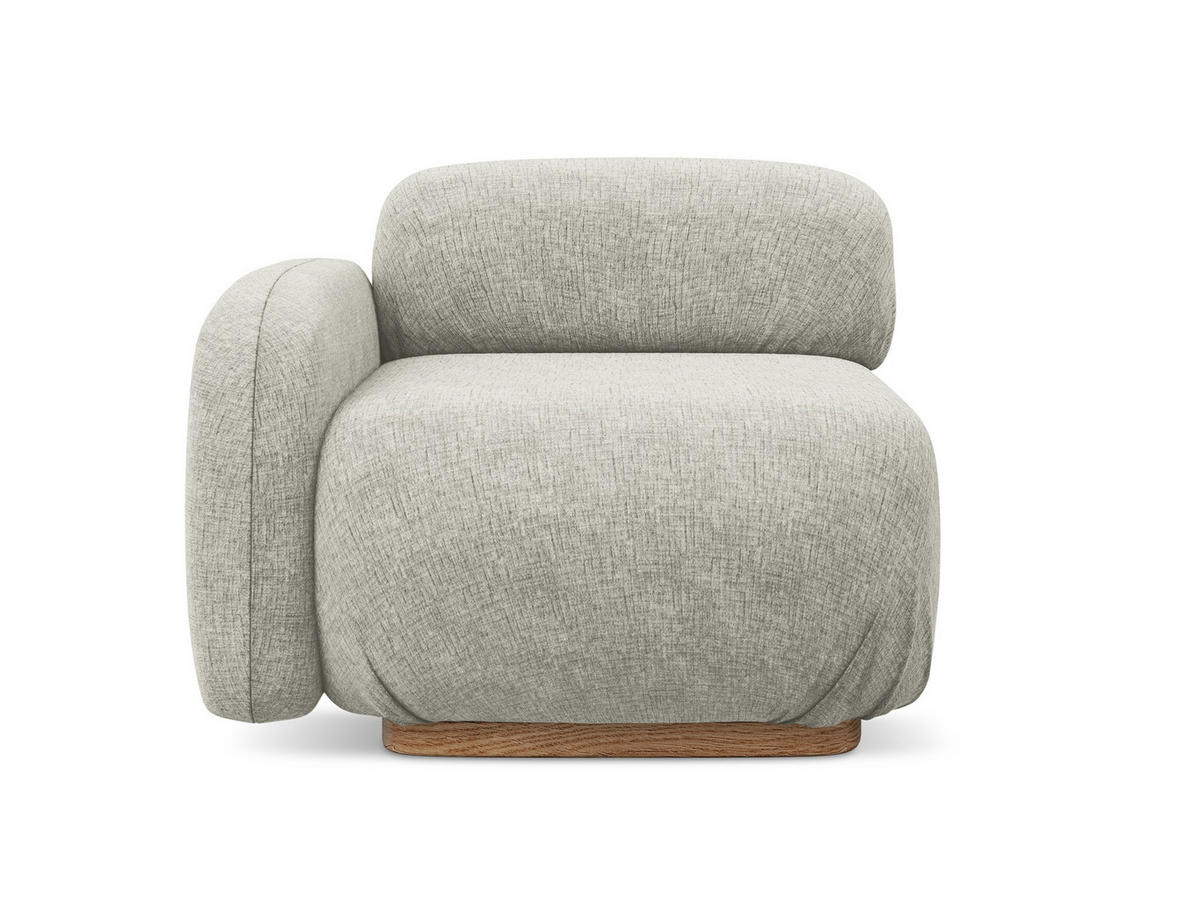 SOFAELEMENT Links Chenille Stoff Grau - Silberfarben/Braun, Holz/Textil (95/73/95cm) - Makamii