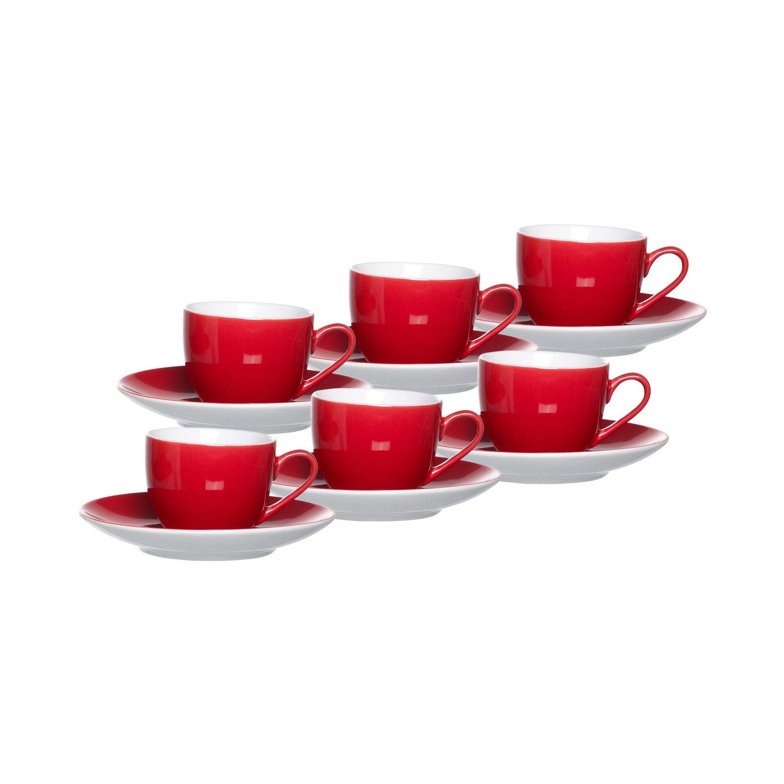 ESPRESSOTASSEN UND -UNTERTASSEN Doppio Rot 80 ml 6er Set - Rot, Keramik (12/7/12cm) - Ritzenhoff Breker