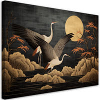 WANDBILD pfau im gegenlicht des mondes - Beige, Textil (60/40cm) - Feeby