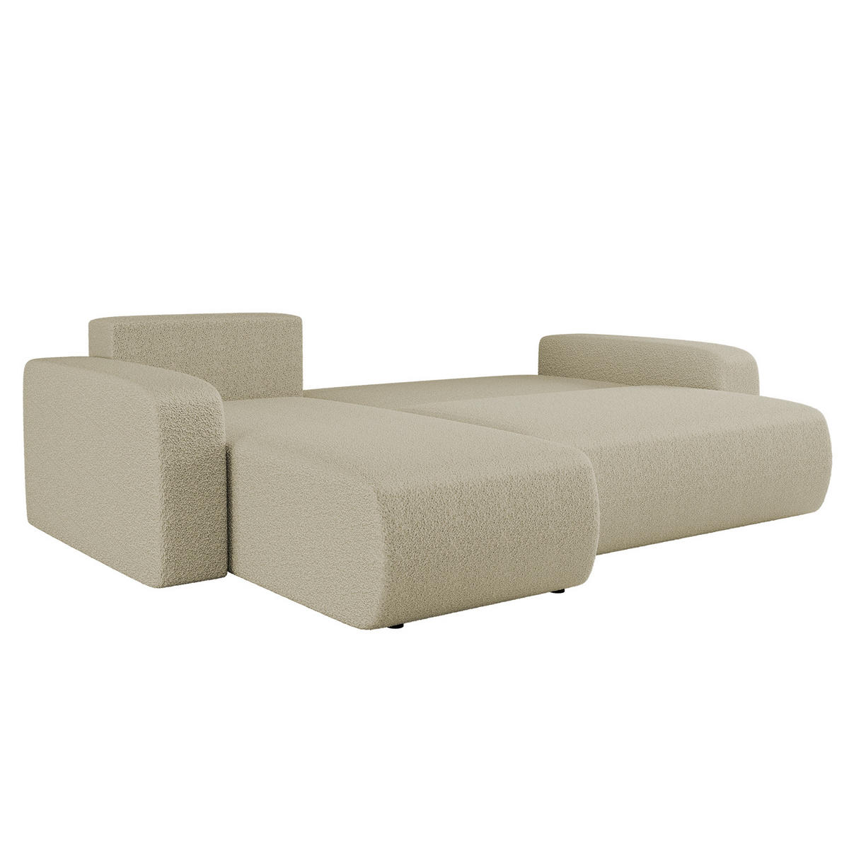 ECKSOFA L-FORM Schlaffunktion Und Bettkasten Eckcouch MILANO L Stoff Quelle Beige Rechts - Beige, Holz/Textil (244/142cm) - Kaiser Möbel