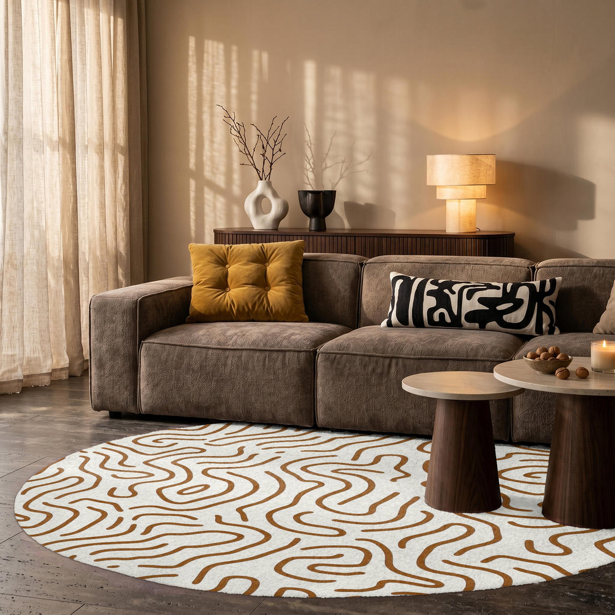 KOBERCE - Minimalistický - Vzor - Terakota - 150x150 cm - hnedá, textil/plast (150/0.4cm) - OnlyWow