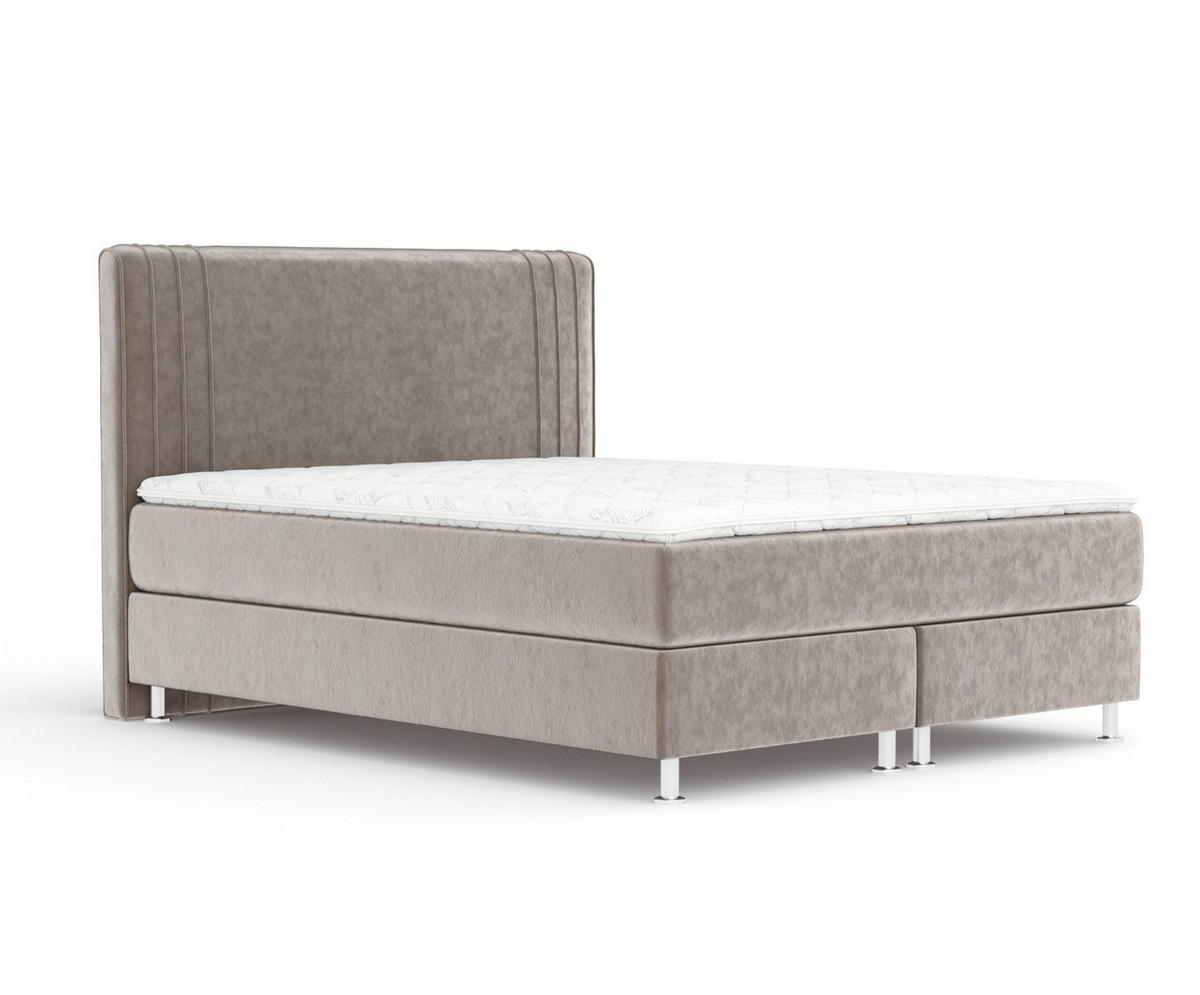 BOXSPRINGBETT Casone Taupe 160/200 cm mit Latex-Topper - Taupe/Silberfarben, Holz/Holzwerkstoff (160/200cm) - Maison de Reve