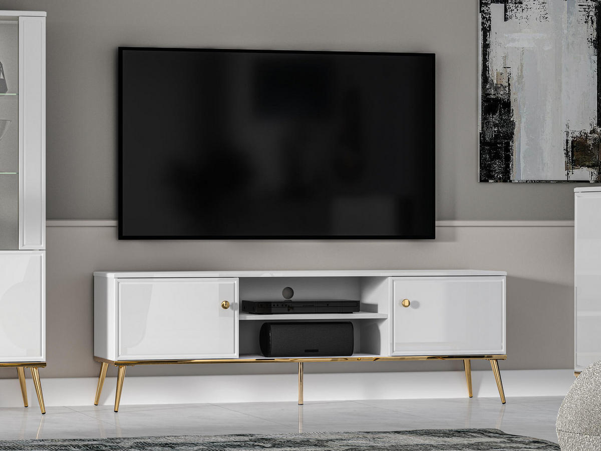 TV-LOWBOARD GOLDIN Weiß 160x40x53 cm - Weiß, Holzwerkstoff (160/53/40cm) - FURNLUX