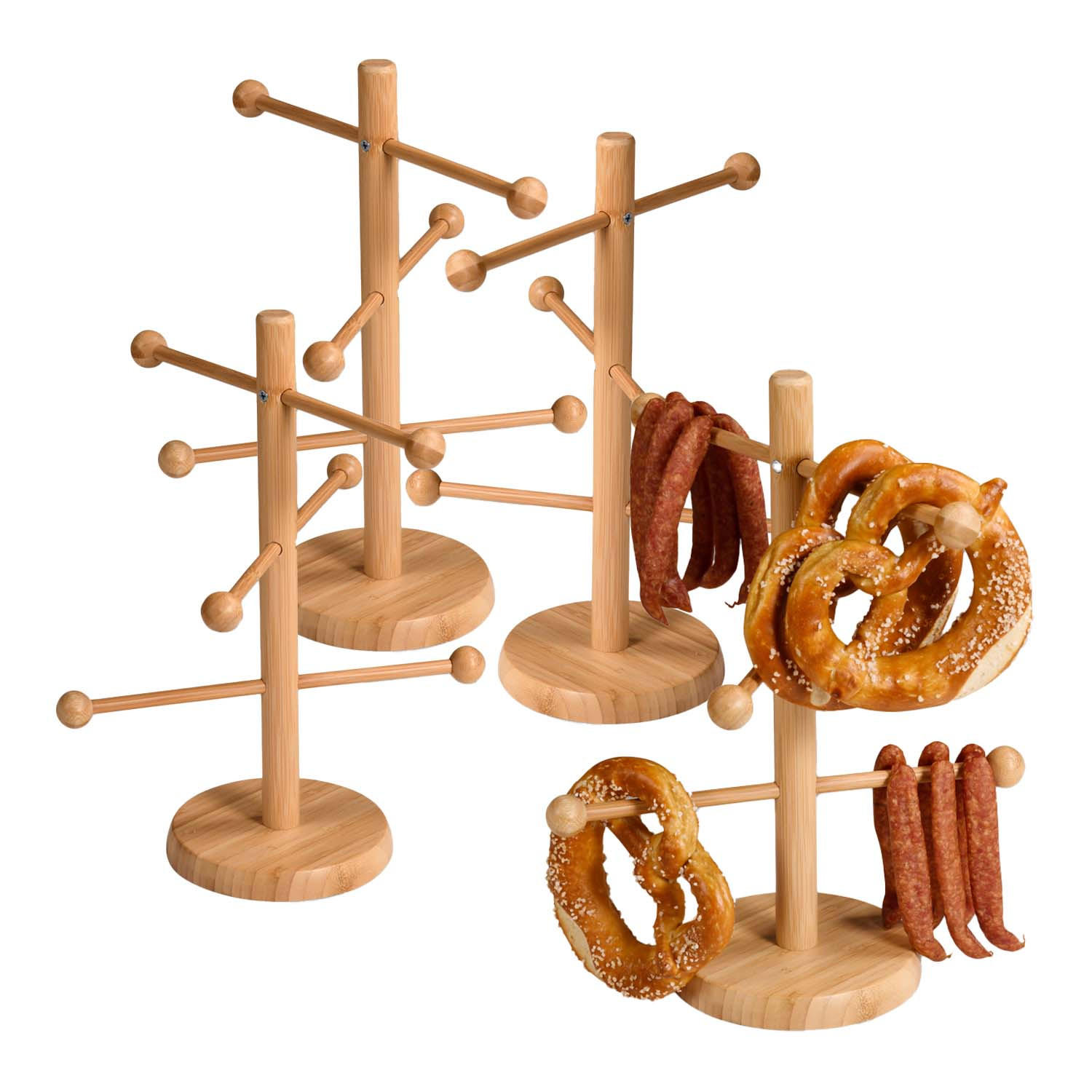 SERVIERSTÄNDER, 4 Stück, 6-armig - Bambus, 37cm Höhe - Naturfarben, Holz (18.5/37cm) - Kesper