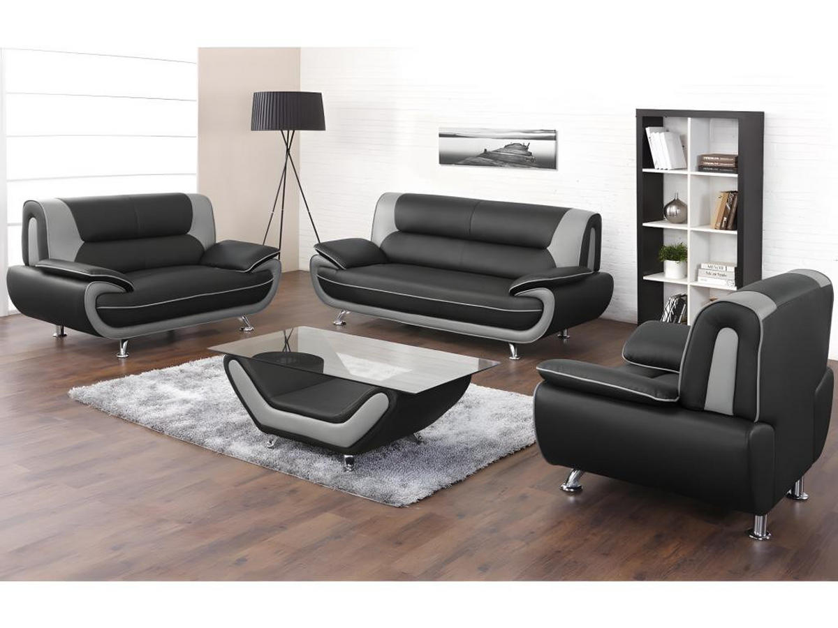 SOFA - 3 Personen - kunstleder - rot Nigel - Rot, Leder/Metall (209/91/89cm) - Vente-Unique