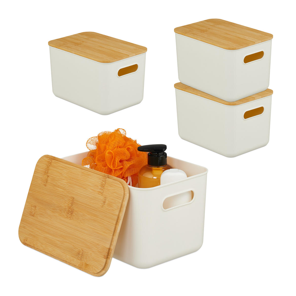 AUFBEWAHRUNGSBOX - Weiß, Holz/Kunststoff (17.5/26/16cm) - Relaxdays