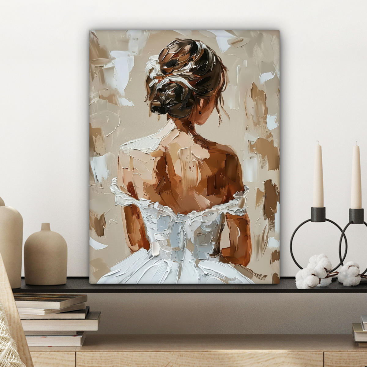 LEINWANDBILD - Frau - Farbe - Abstrakt - Beige - Modern - 30x40 - Bilder - Sandfarben, Textil (30/40cm) - MuchoWow