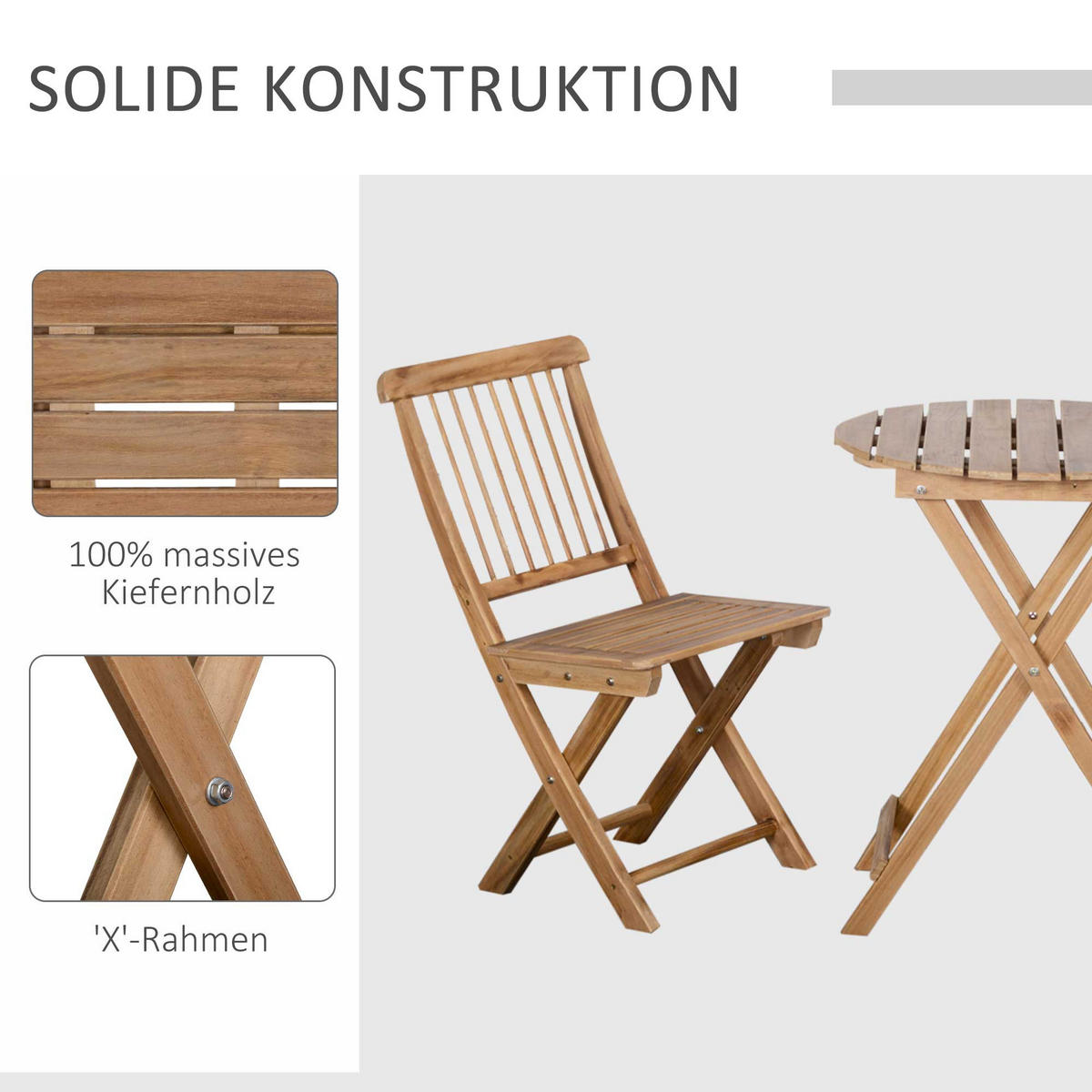 GARTENMÖBEL Set, Kiefernholz, Naturholz - Naturfarben, Holz - Outsunny