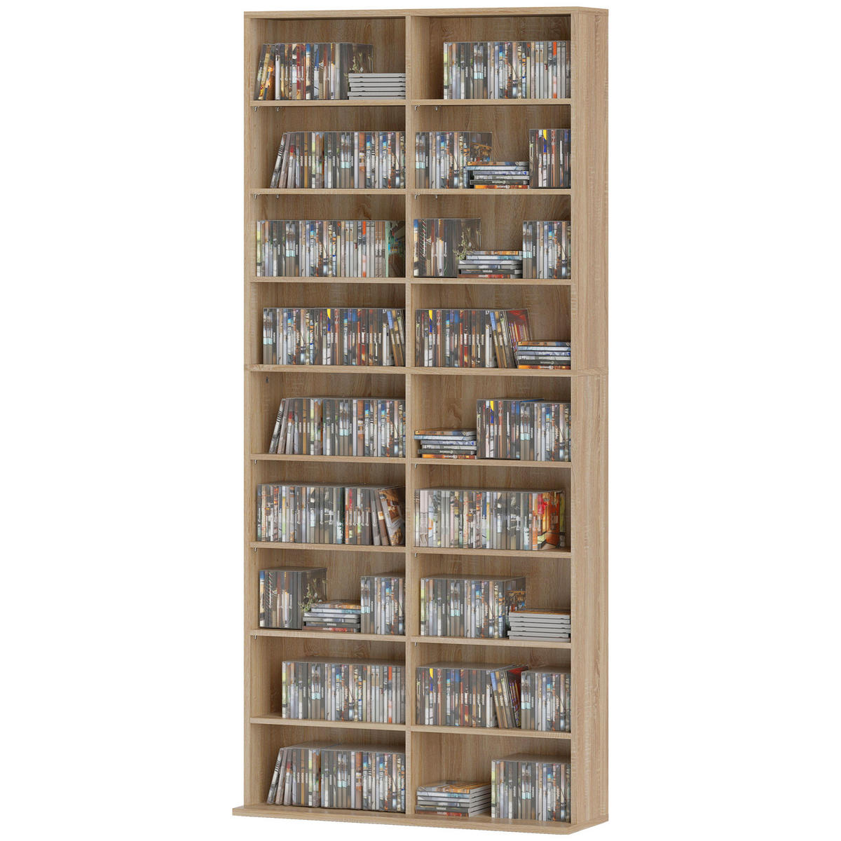 CD-REGAL DE-14488 18 Fächer, verstellbare Böden Naturholz - Naturfarben, Holzwerkstoff (24/175/78.5cm) - ComfortXL