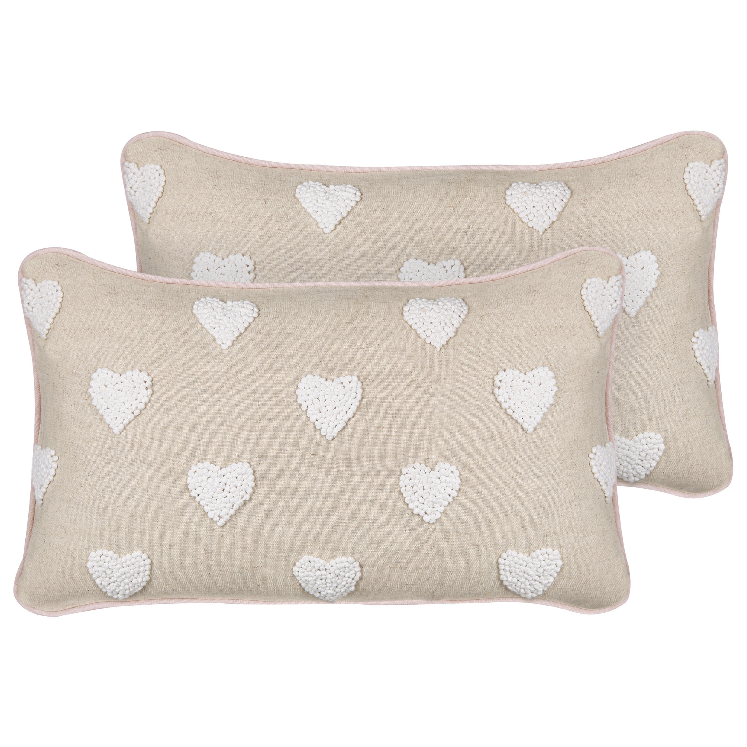 DEKOKISSEN 2er-Set Beige 30/50 cm Gazania - Beige/Weiß, Textil (30/50cm) - Beliani