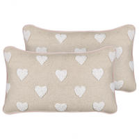 DEKOKISSEN 2er-Set Beige 30/50 cm Gazania - Beige/Weiß, Textil (30/50cm) - Beliani