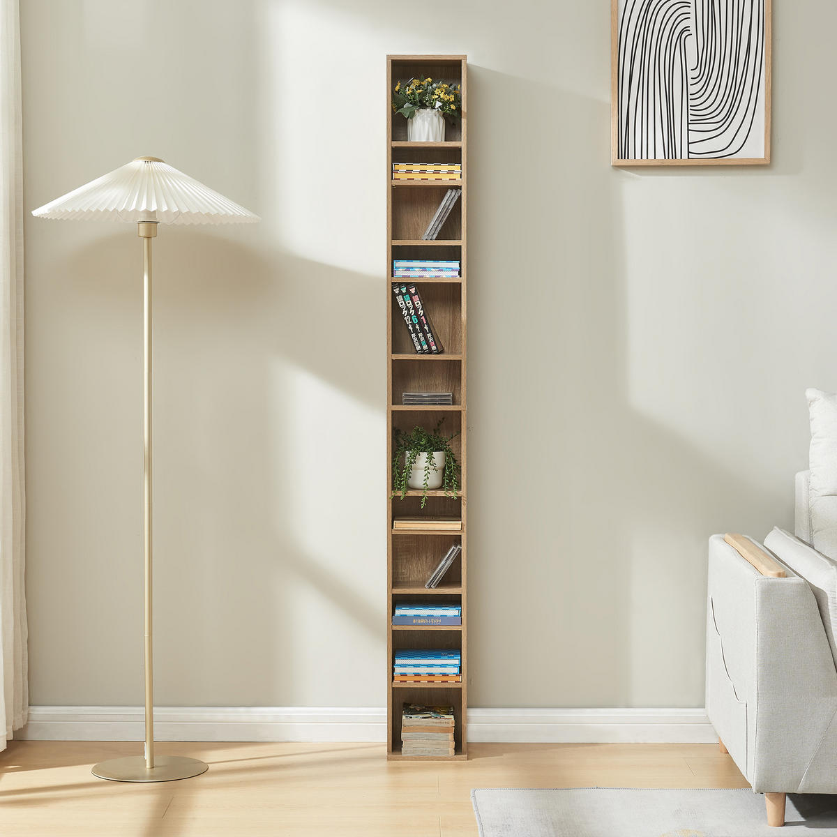 CD POLIČKA Høyset - Sonoma dub, kompozitní dřevo (20/175/20cm) - [en.casa]