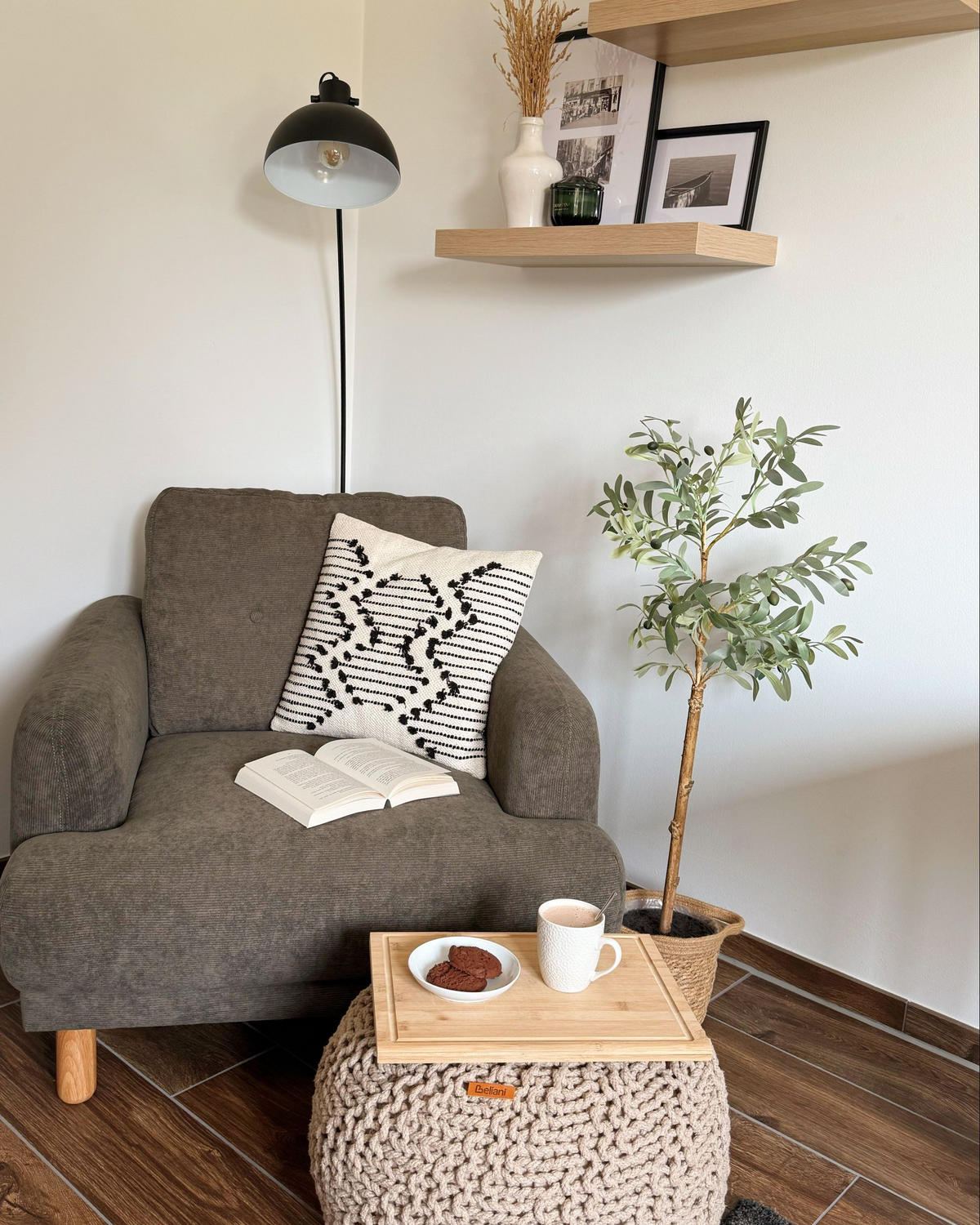 SESSEL Dunkelgrün Tuve - Hellbraun/Grün, Textil (88/85/90cm) - Beliani