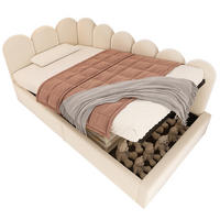 KINDERBETT 90/190 cm aus Samt mit Stauraum in Beige - Beige, Textil (90/190cm) - Flora Grace