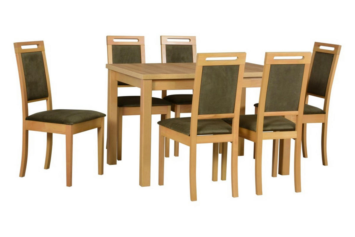 ESSZIMMERSTUHL Set 4x ROMA 15 grandson, zetta 297 - Waldgrün/Birkefarben, Holz (45/96/41cm) - Leaf Design