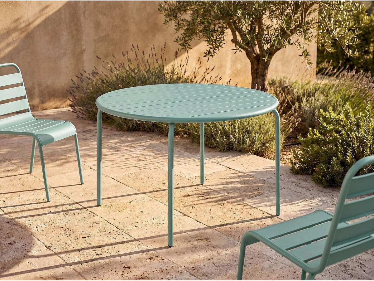 GARTENTISCH - 6 Personen - metall - mandelgrün Mirmande - Salbeigrün, Metall (130/130/74cm) - Vente-Unique