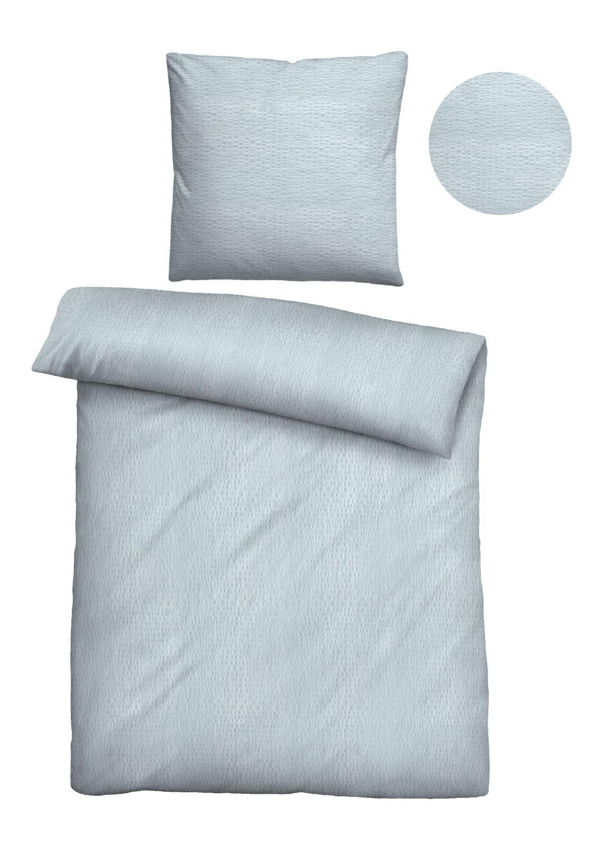 BETTWÄSCHE-GARNITUR Seersucker UNI hellblau, 135x200 cm + 80x80 cm - Hellblau, Textil (135/200cm) - biberna Sleep & Protect