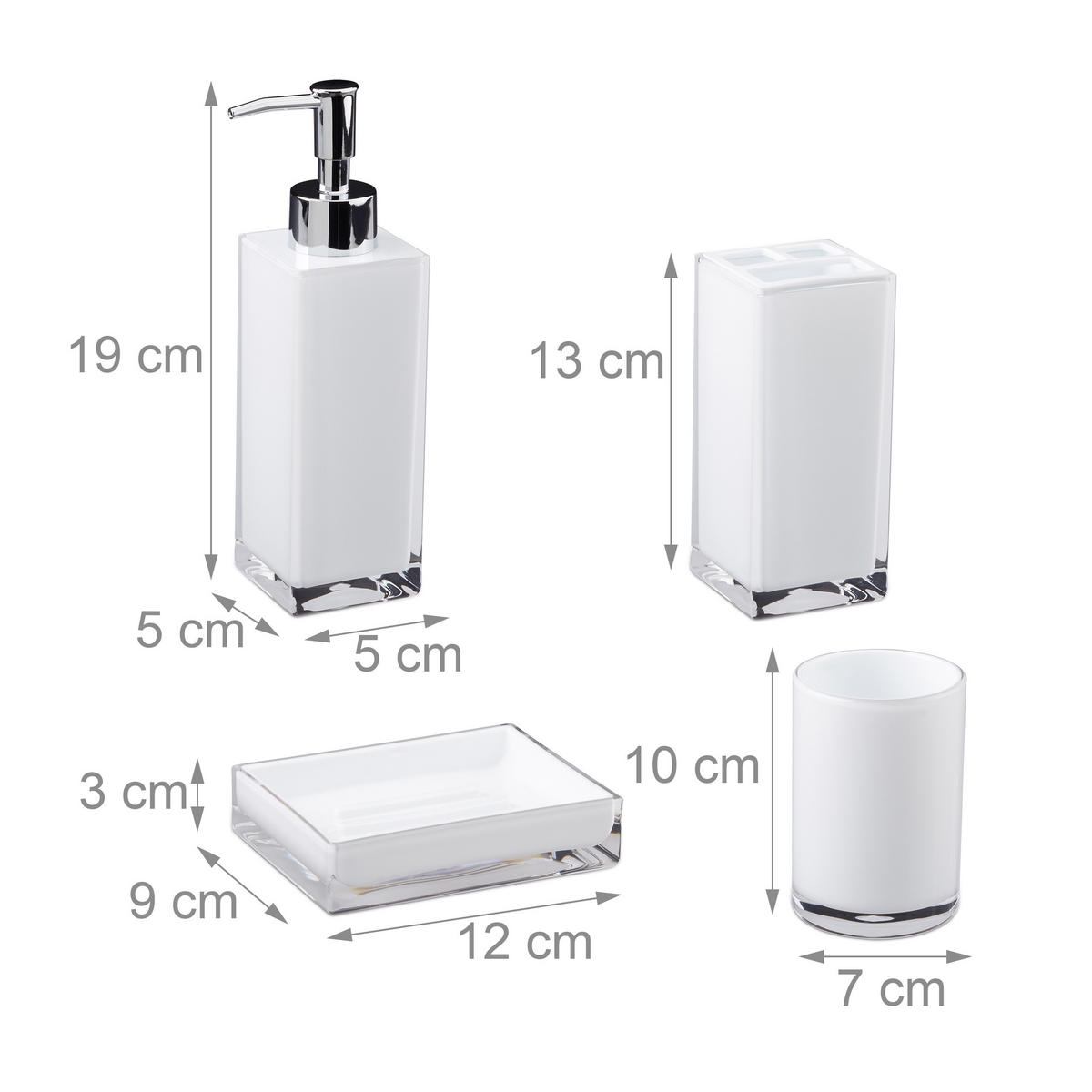 BADACCESSOIRES Set - Weiß, Kunststoff (12/19.5/9cm) - Relaxdays