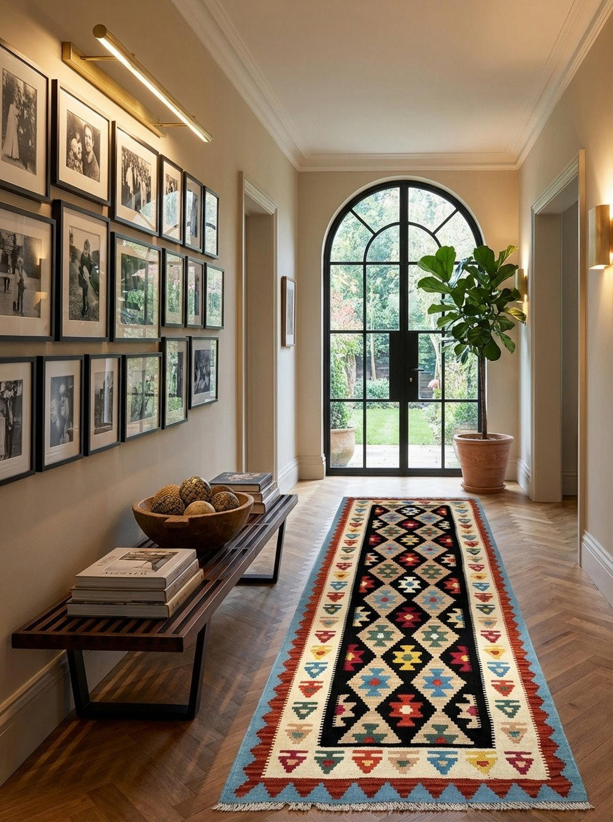 LÄUFER Gashgai Kelim Schwarz 295/88 cm Schurwolle - Schwarz, Textil (88/295cm) - Looma