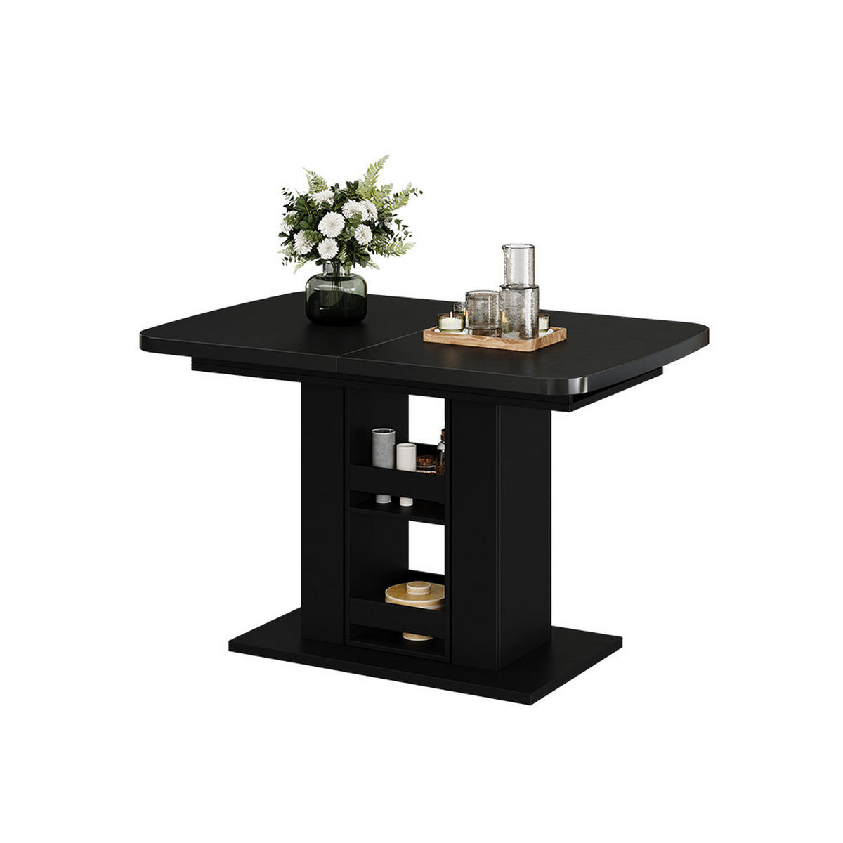 ESSTISCH Fenaro Schwarz 120 x 80 cm - Honigeiche/Schwarz, Holzwerkstoff (80/120/76cm) - Vicco