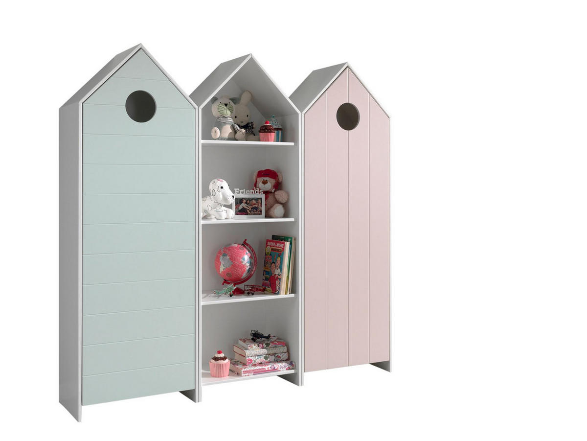 REGALSCHRANK Set Kania mit Standregal MDF+Holzwerkstoff Grün + Rosa - Pink/Grün, Holzwerkstoff (173/171/37cm) - 58aufmkessel