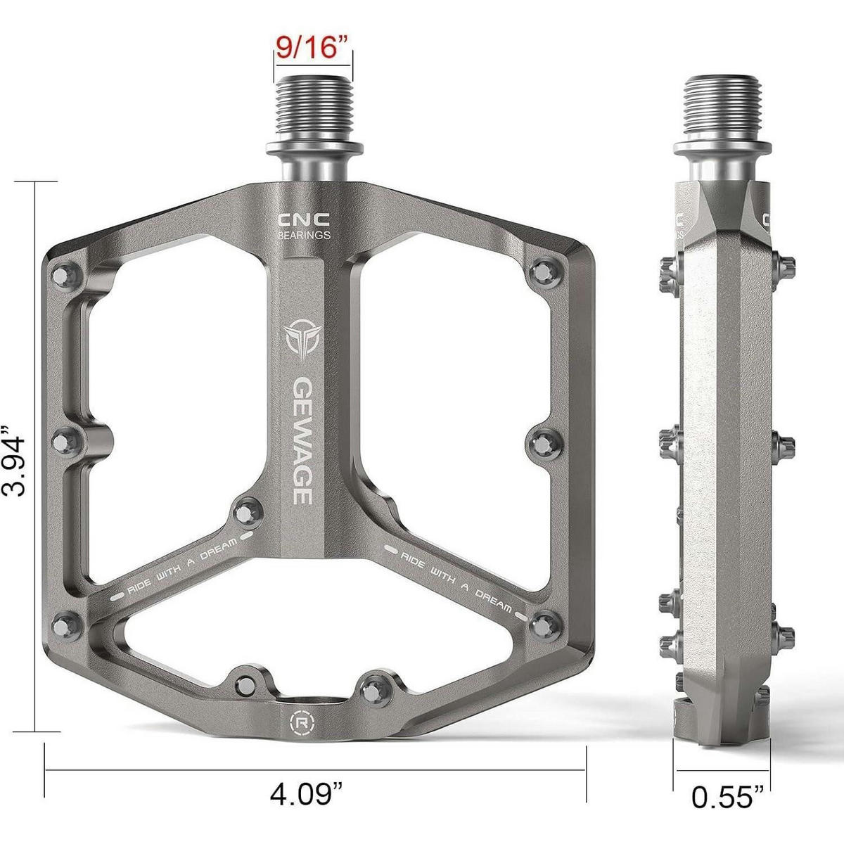 FAHRRADPEDALE Rennrad/Mountainbike Aluminiumlegierung Silber 9/16 Zoll - Silberfarben, Metall (10/1.4/10.4cm)