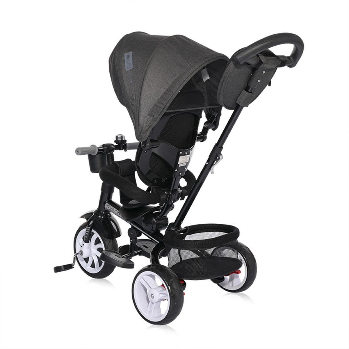 DREIRAD LAUFRAD Rocket 4 in 1 schwarz grau Schubstange, Getränkehalter, umbaubar - Schwarz, Metall (104/50/100cm) - Lorelli