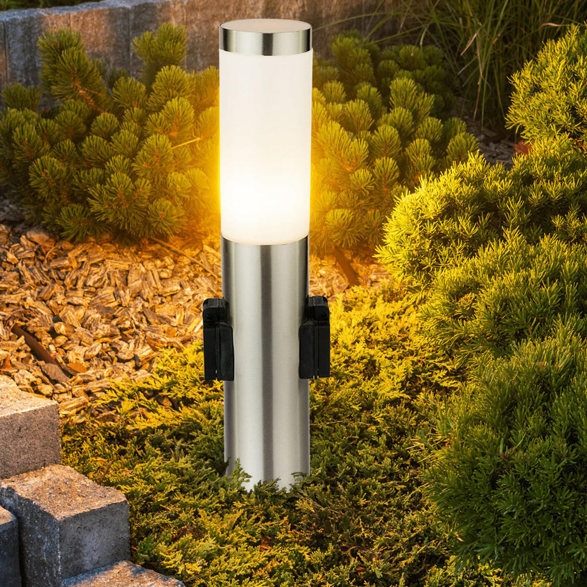 LED STEHLAMPE Edelstahl Silber - Silberfarben, Kunststoff/Metall (7.6/7.6/45cm) - Globo Lighting