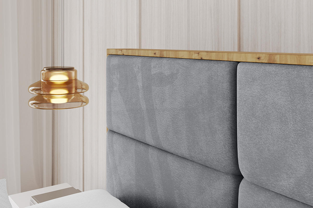 POLSTERBETT mit Bettkasten, Fußteil und Lattenrost, Boxbett mit Matratze H3/H4 - ENZO1-Z 120x200 Grau - Grau, Holzwerkstoff/Textil (120/200cm) - ALTDECOR
