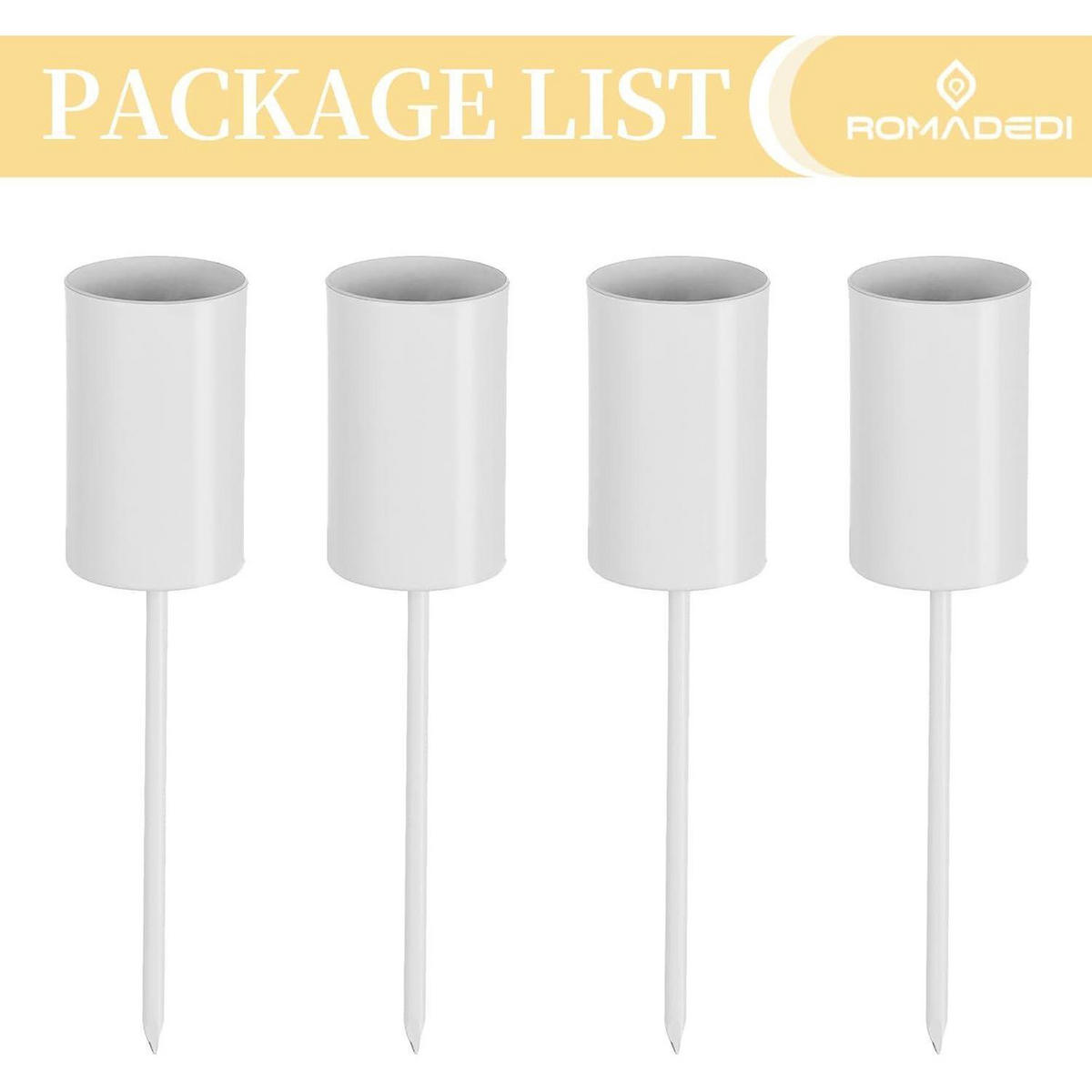 KERZENHALTER 4er Set Stabkerzenhalter zum Stecken Metall Weiß 11 cm - Weiß, Metall (5/3/5cm)