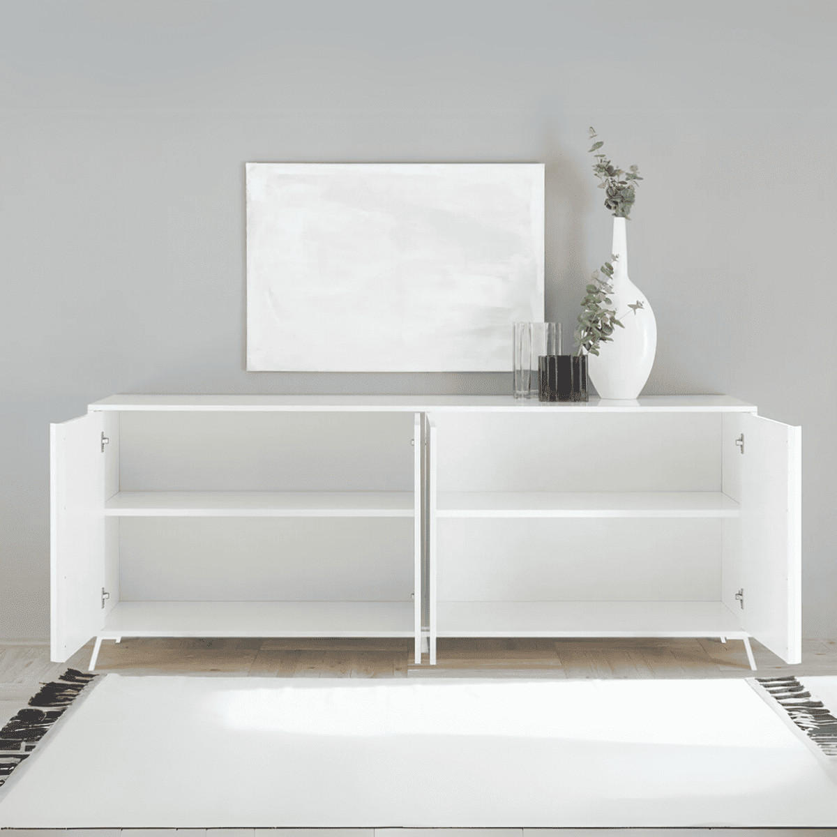 SIDEBOARD mit 4 Türen L205 cm - City - Weiß, Holzwerkstoff (40/84/205cm) - Calicosy