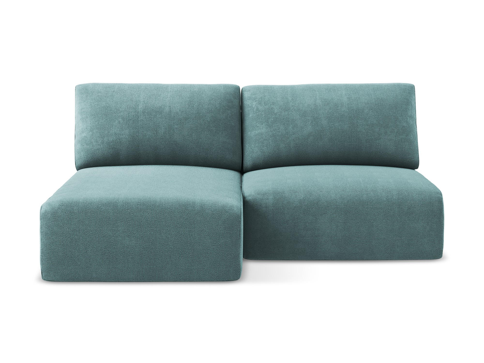 ECKSOFA mit Schlaffunktion links Chenille Stoff Blau - Blau/Beige, Kunststoff/Textil (149/210cm) - Makamii