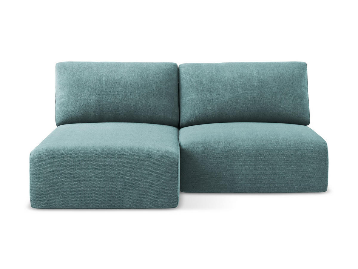 ECKSOFA mit Schlaffunktion links Chenille Stoff Blau - Blau/Beige, Kunststoff/Textil (149/210cm) - Makamii