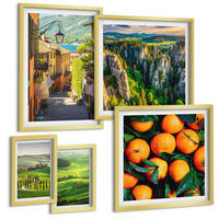 BILDER SET 5er Set - 50x50 cm & 20x30 cm & 40x60 cm Goldrahmen - Italienische Landschaft Orangen Natur - Goldfarben, Kunststoff (40/60cm) - TULUP