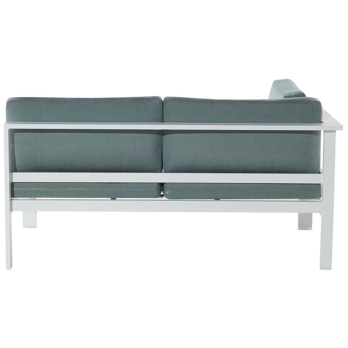 LOUNGE SET 5-Sitzer weiß Auflagen grün-grau Messina - Blaugrau/Weiß, Metall - Beliani