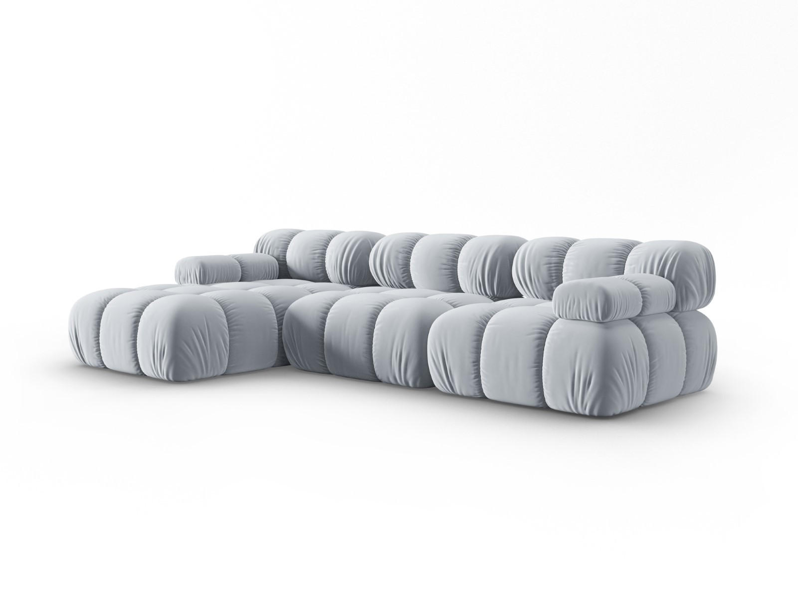 MODULARES-ECKSOFA links Bellis aus Samt hellblau 4 Sitzplätze - Hellblau, Textil (122/285cm) - Micadoni