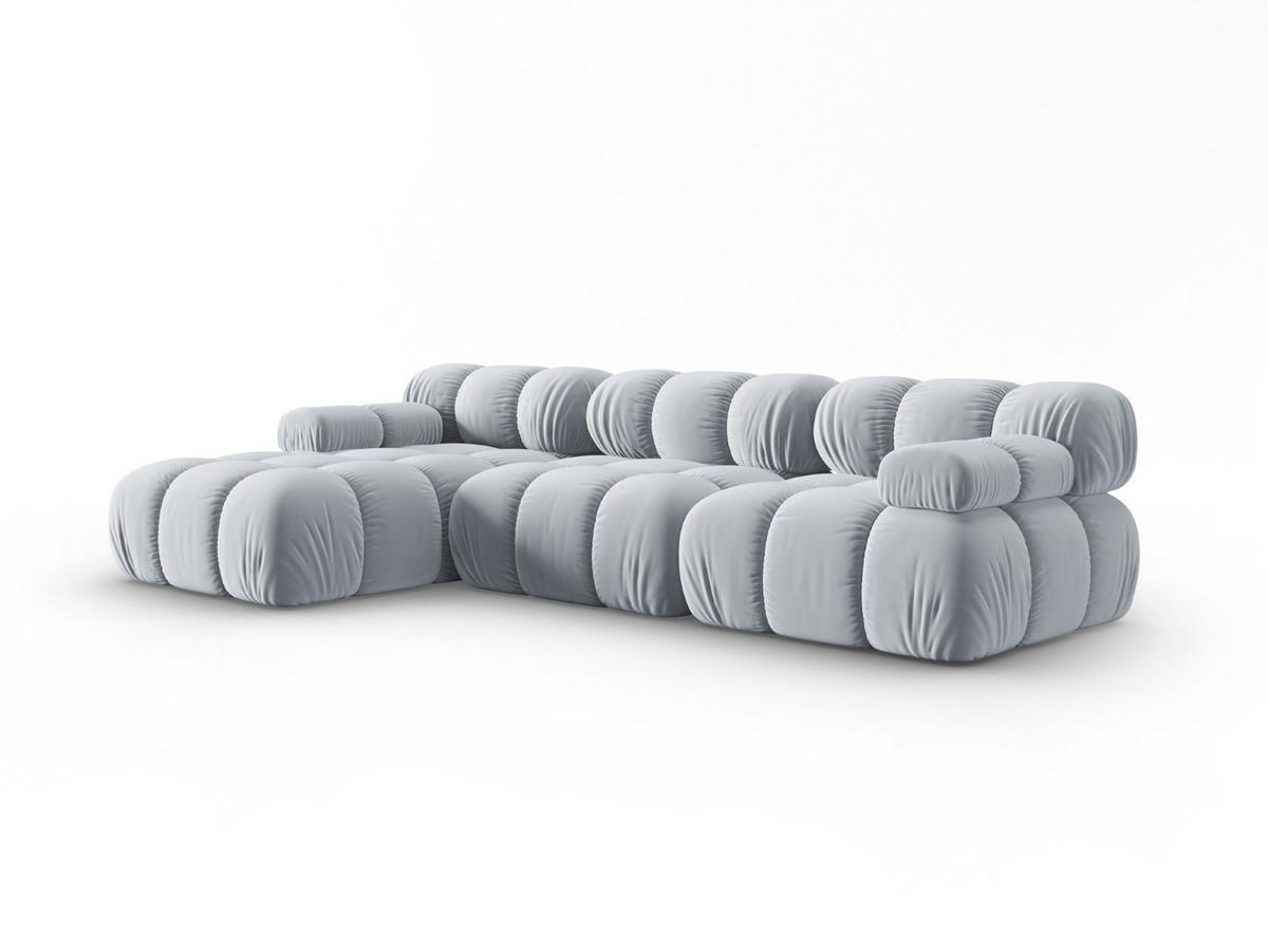 MODULARES-ECKSOFA links Bellis aus Samt hellblau 4 Sitzplätze - Hellblau, Textil (122/285cm) - Micadoni
