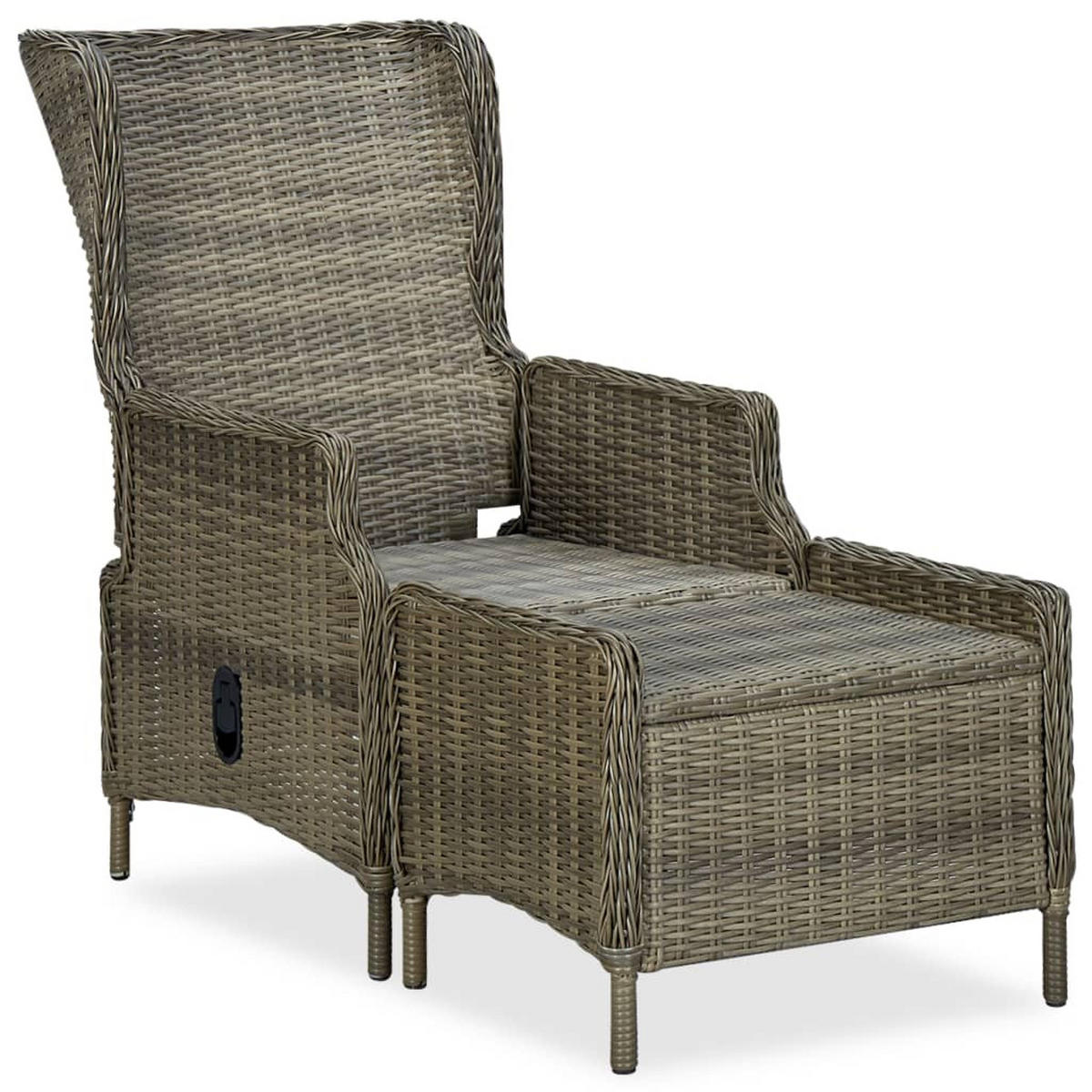 GARTENSESSEL mit verstellbarer Rückenlehne und Fußhocker, 57/88/100 cm, aus Poly Rattan, Braun - Braun, Naturmaterialien/Textil (88/100/57cm) - vidaXL