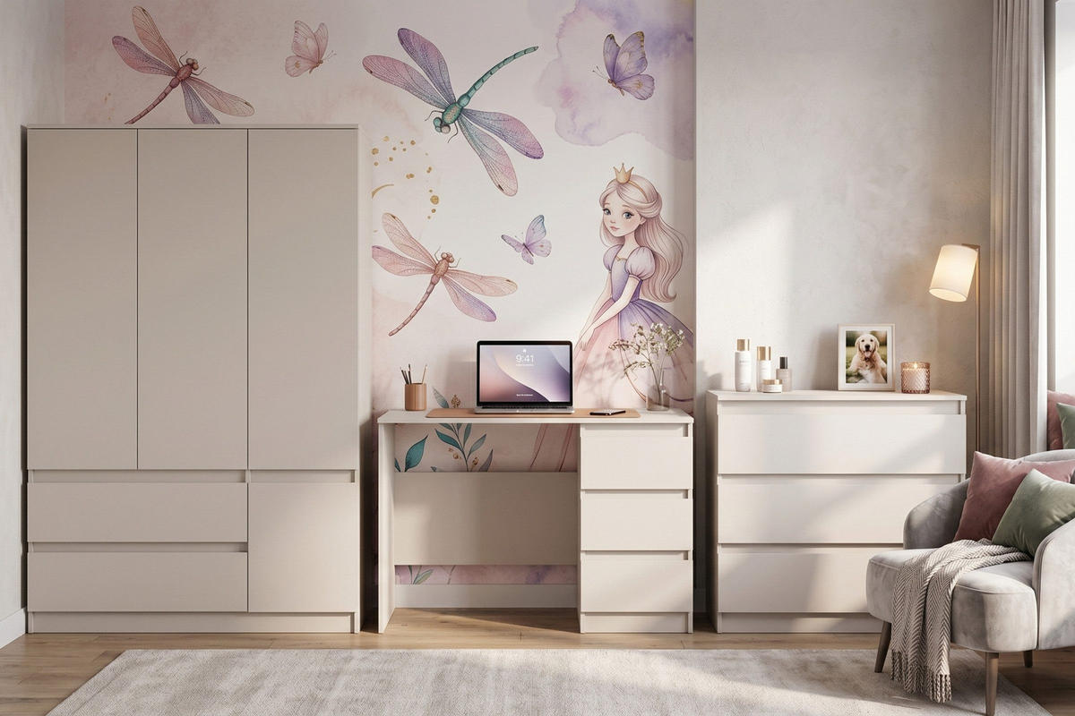 KINDERKLEIDERSCHRANK SIMO 01 120/180/50 cm in Kaschmir - Kaschmir, Holzwerkstoff (120/180/50cm) - Deine Möbel 24