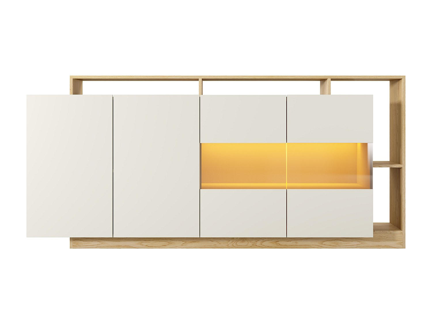 SIDEBOARD - 200 cm x 43.6 cm - holz - beige, naturfarben hell Idesia - Beige/Naturfarben, Glas/Holz (200/92/43cm) - Vente-Unique